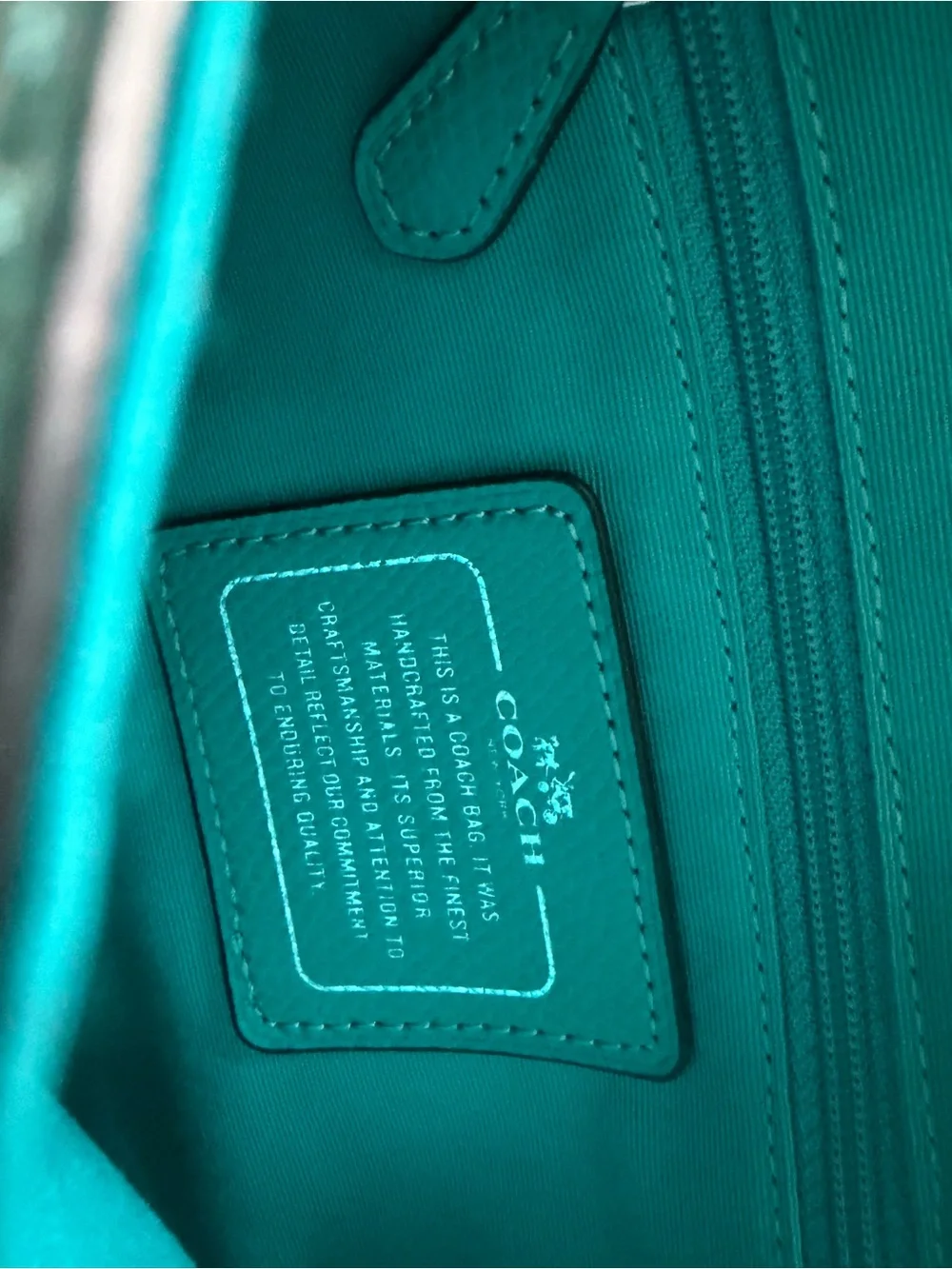 Coach Turquoise Leather Crossbody Bag with Chain Strap